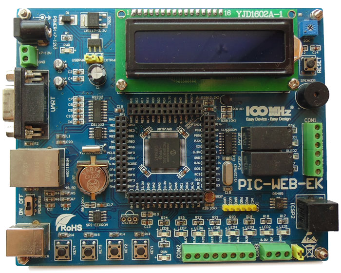 Отладочная плата с Ethernet на базе микроконтроллера Microchip PIC18F97J60